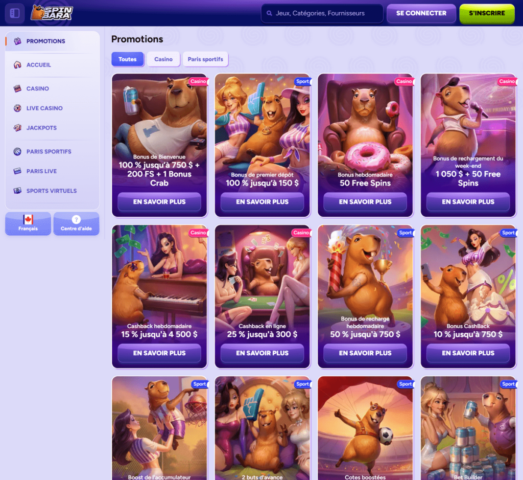Spinbara Casino Desktop Aperçu 2