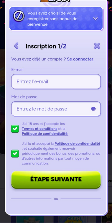 Spinbara Casino Registration Process Image 2