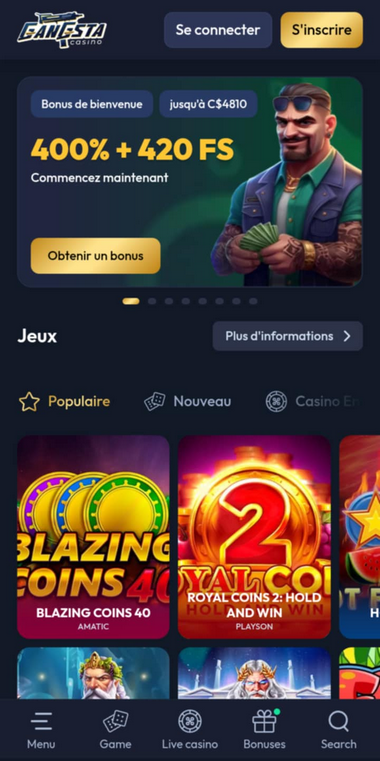 Gangsta Casino Mobile aperçu 2