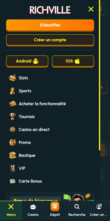 RichVille Casino Mobile aperçu 1