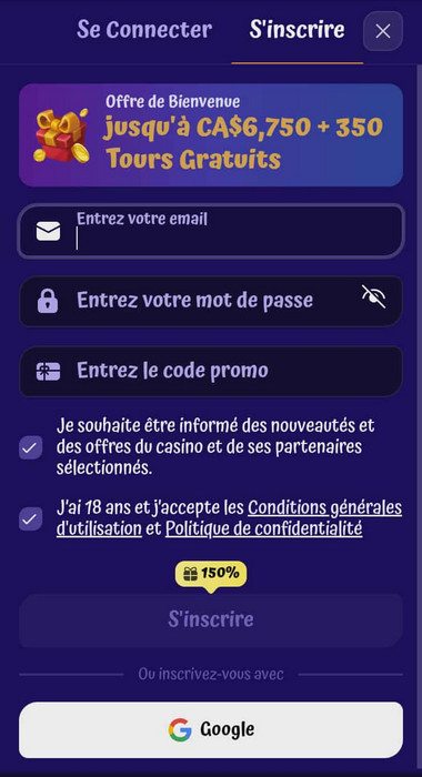 Spingranny Casino Registration Process Image 1