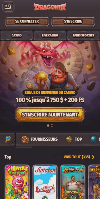 Dragonia Casino Mobile aperçu 2