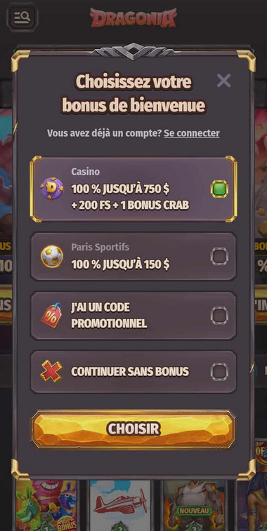 Dragonia Casino Registration Process Image 1