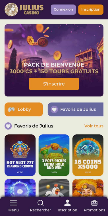Julius Casino Mobile aperçu 2