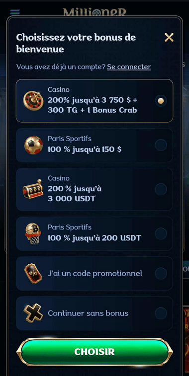 Millioner Casino Registration Process Image 1