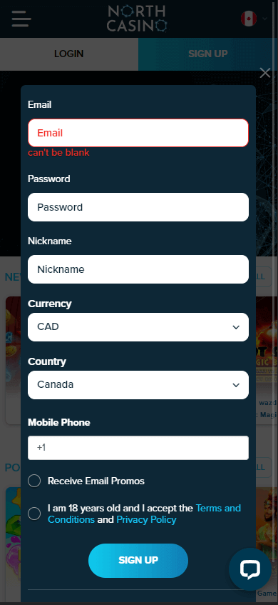 North Casino Registration Process Image 1