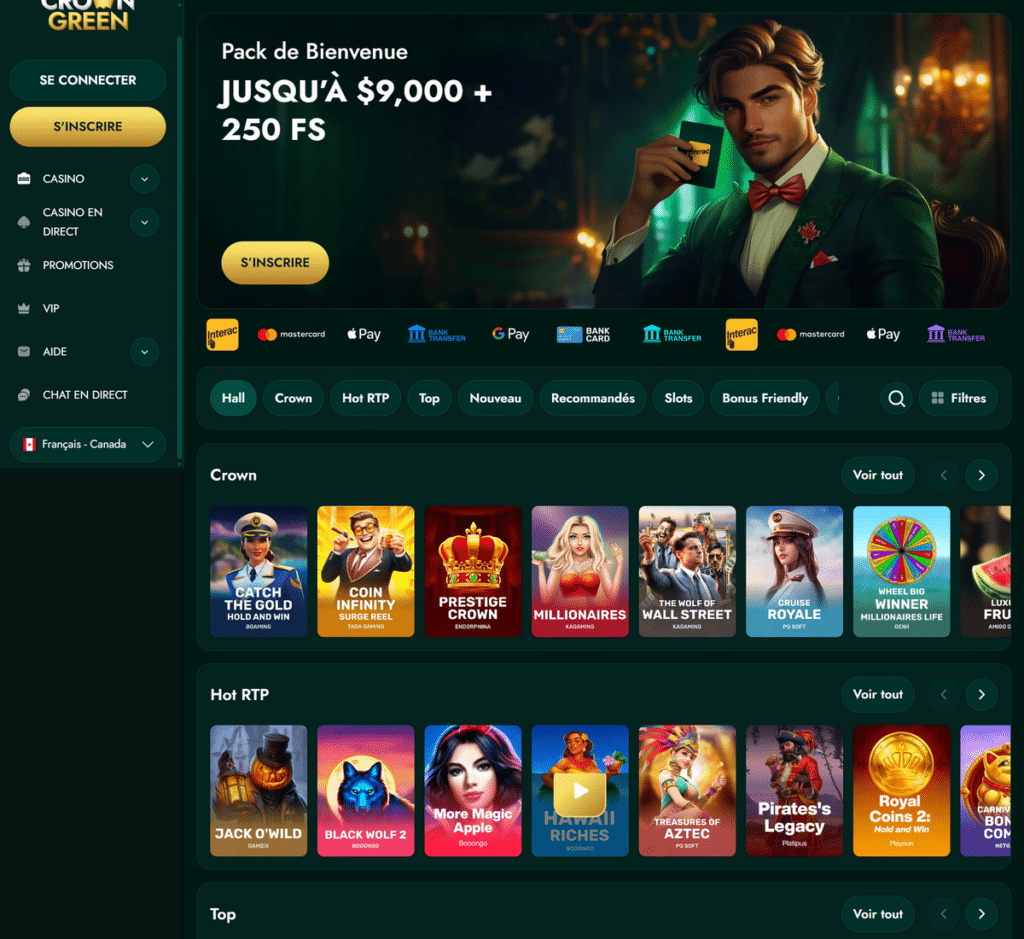 Crowngreen Casino Desktop Aperçu 2