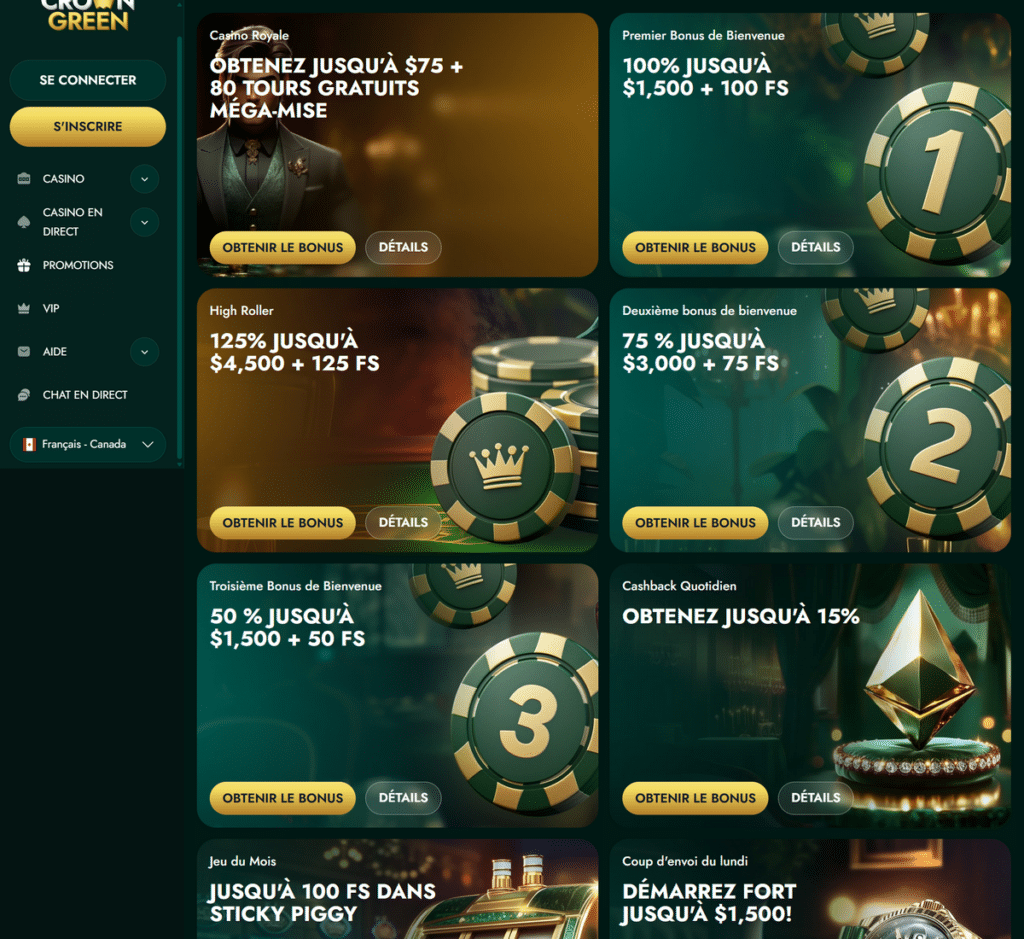 Crowngreen Casino Desktop Aperçu 1