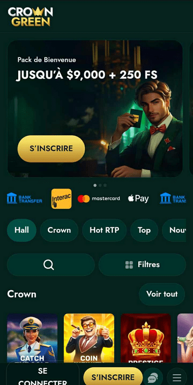 Crowngreen Casino Mobile aperçu 2