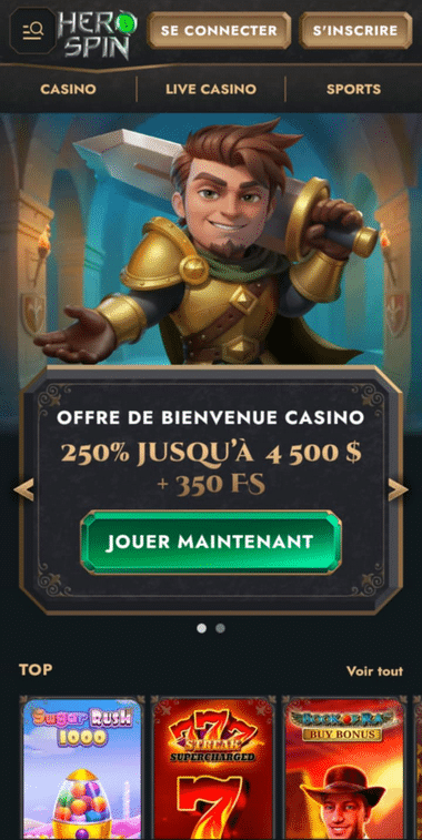 HeroSpin Casino Mobile aperçu 2
