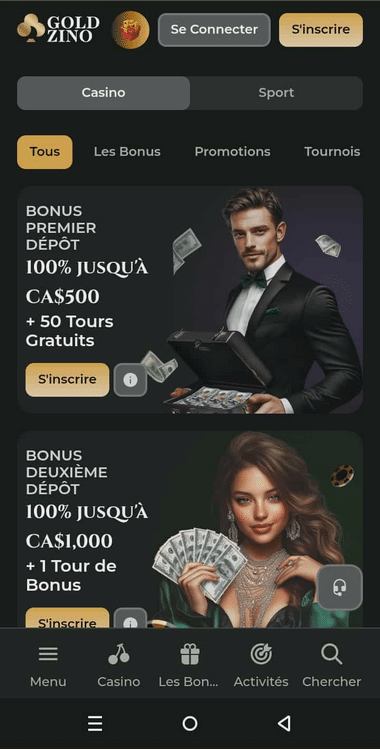 Goldzino Casino Mobile aperçu 2