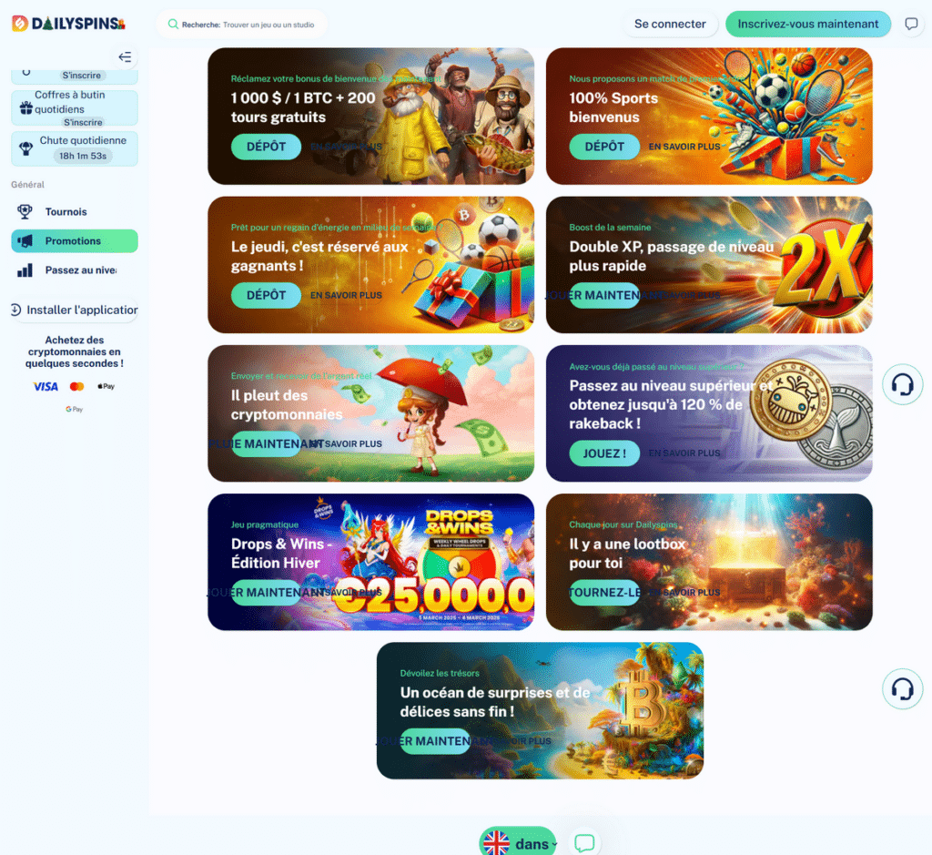 Dailyspins Casino Desktop Aperçu 2