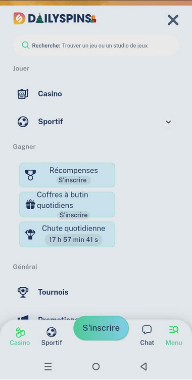 Dailyspins Casino Mobile aperçu 1