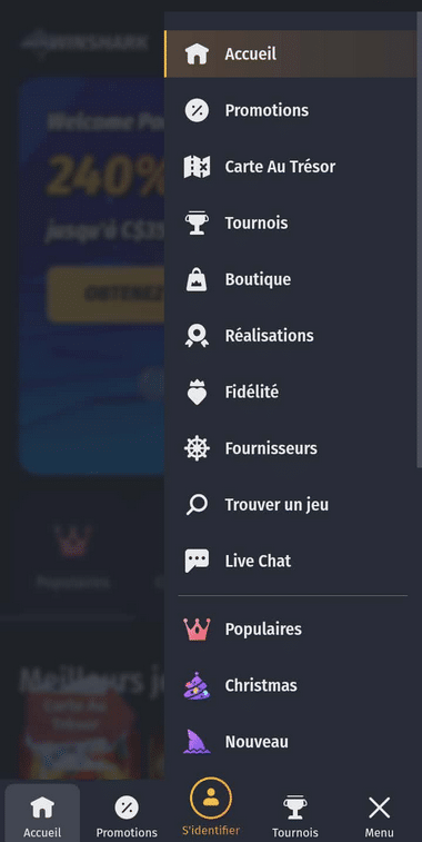 WinShark Casino Mobile aperçu 1