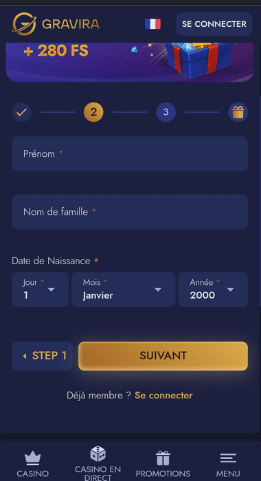 Gravira Casino Registration Process Image 2