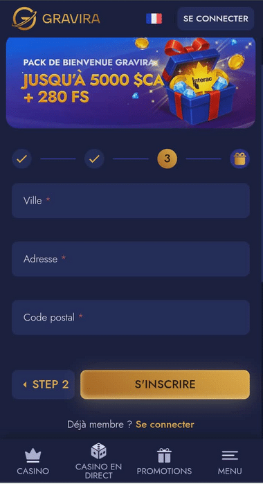 Gravira Casino Registration Process Image 3