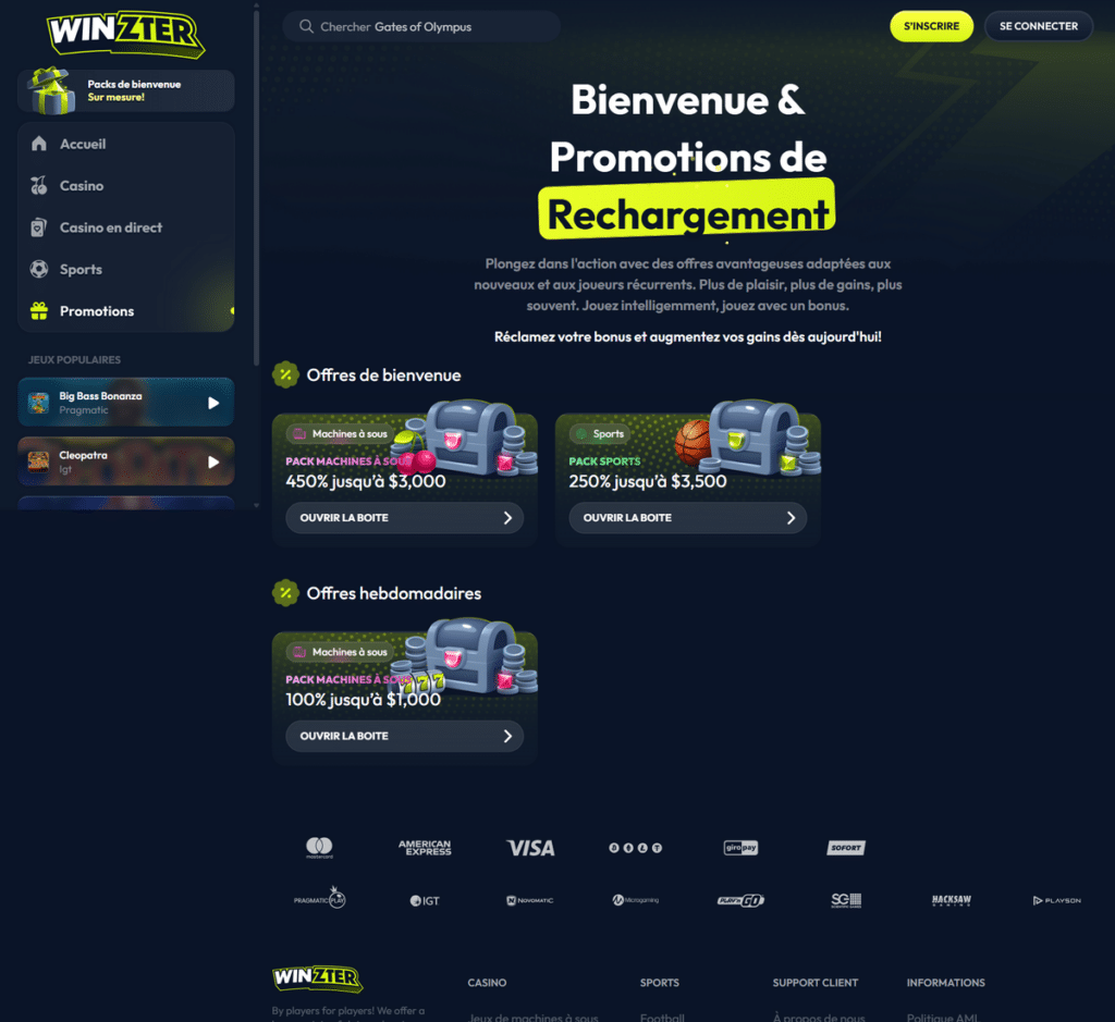 Winzter Casino Desktop Aperçu 2