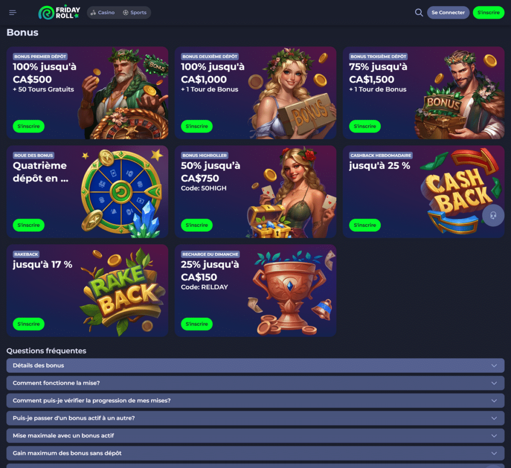 Fridayroll Casino Desktop Aperçu 2