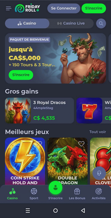 Fridayroll Casino Mobile aperçu 2