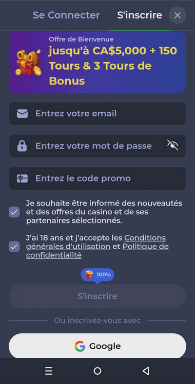 Fridayroll Casino Registration Process Image 1