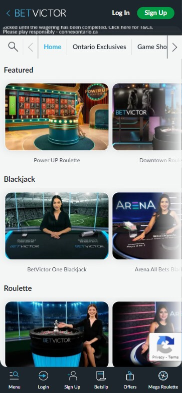 BetVictor Casino Ontario Mobile Preview 1