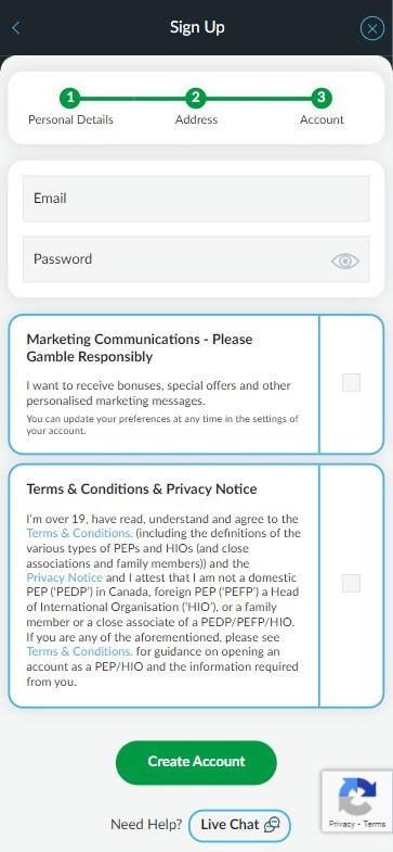 Paypal Casinos Registration Process Image 1