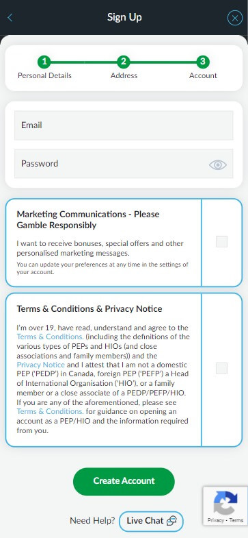 Live Dealer Sites Registration Process Image 1