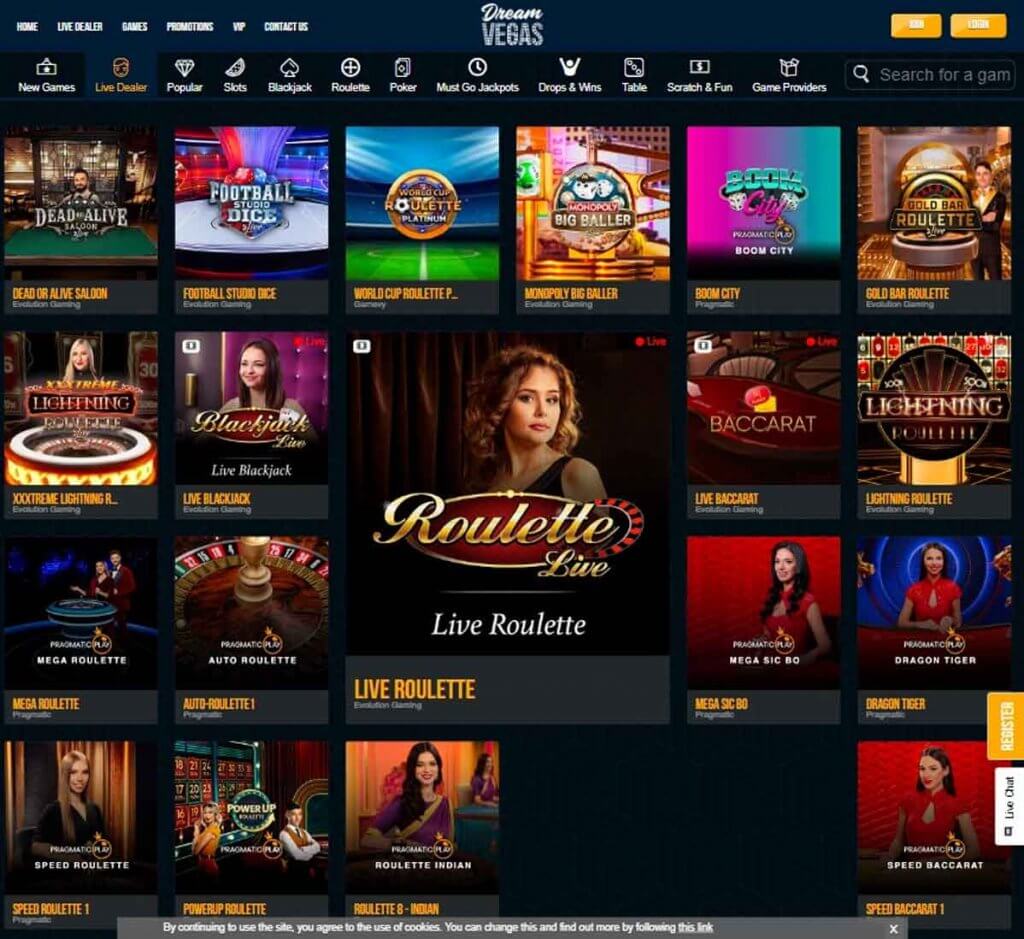 Dream Vegas Casino Desktop Preview 1