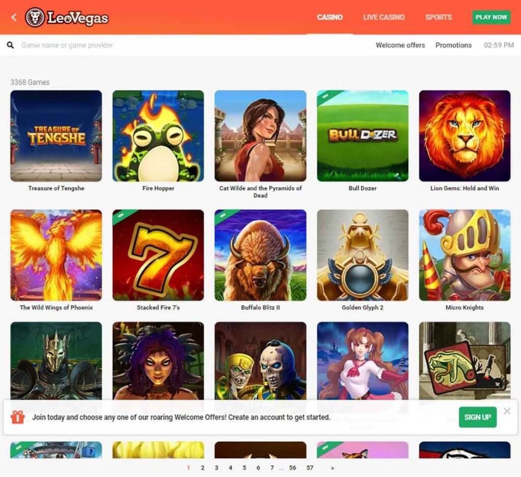 LeoVegas Casino Ontario Desktop Preview 1