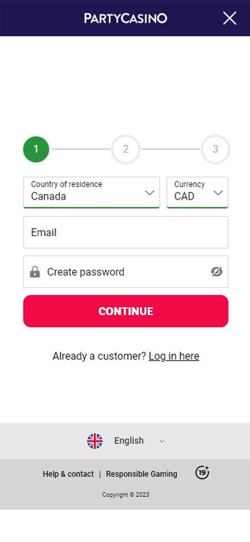 PartyCasino Ontario Registration Process Image 2