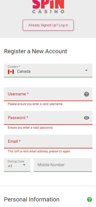 Ottawa Online Casinos Registration Process Image 2