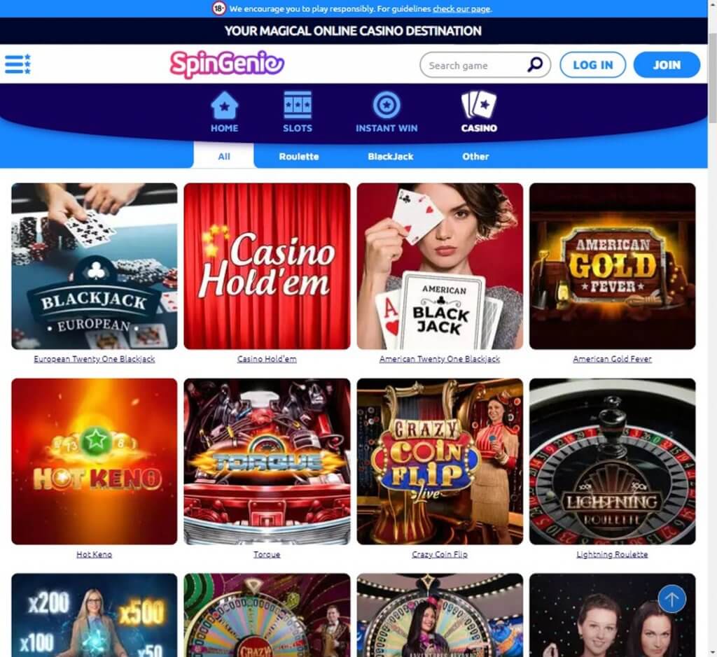 SpinGenie Casino Ontario Desktop Preview 2