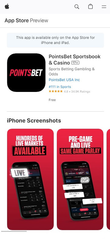PointsBet Casino Ontario App Preview 1