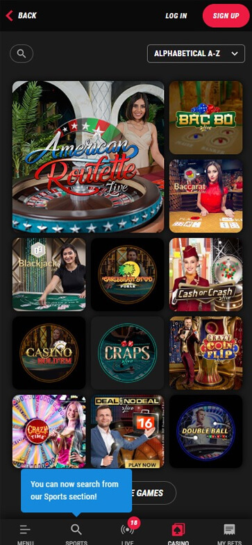 Live Dealer Sites Mobile Preview 2