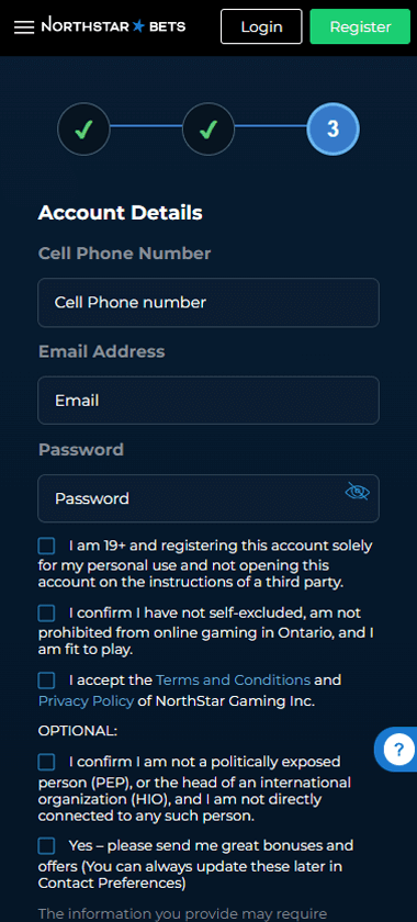 NorthStar Bets Casino Ontario Registration Process Image 4