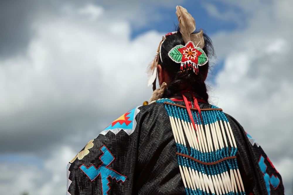 A native Canadian woman viewed from behind