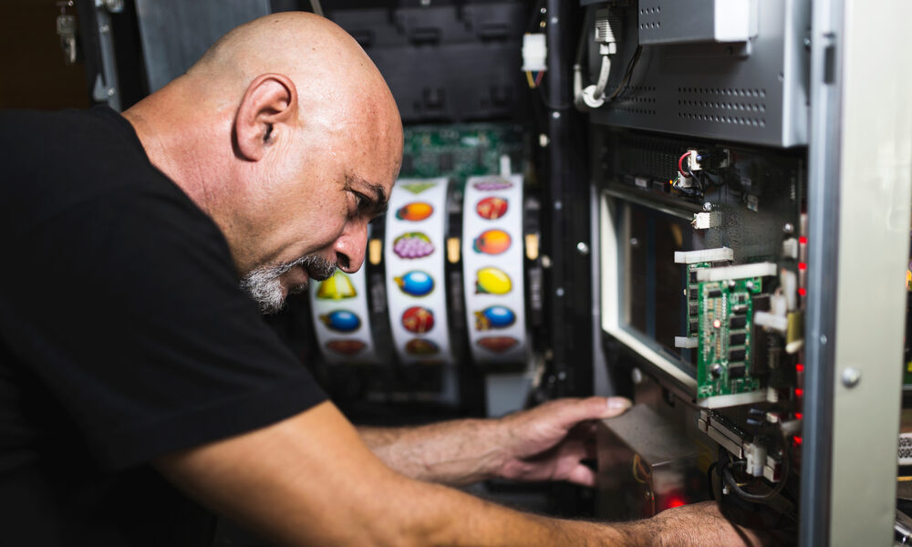 Slot machine repair man