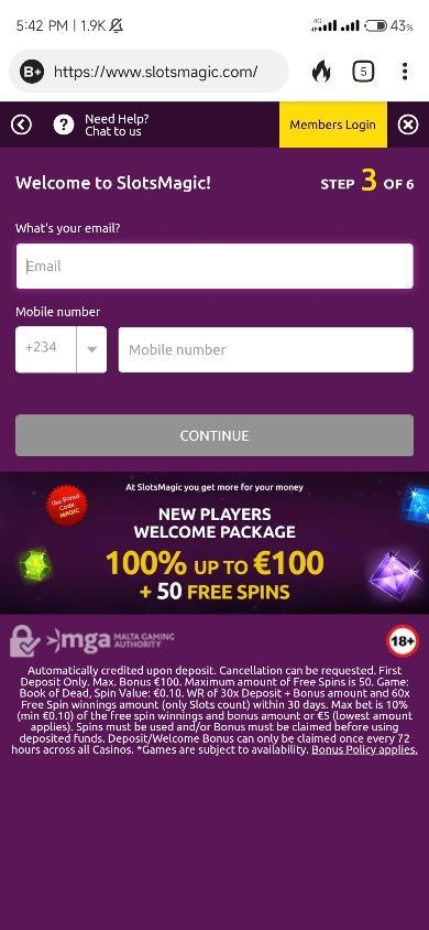 Slots Magic Registration Process Image 3