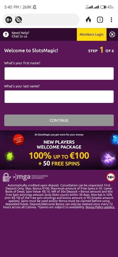 Slots Magic Registration Process Image 1