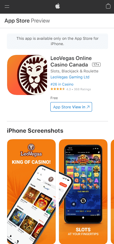 LeoVegas Casino App Preview 1