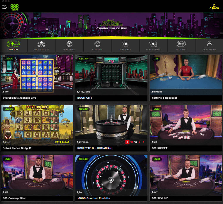 888 Casino Desktop Preview 2