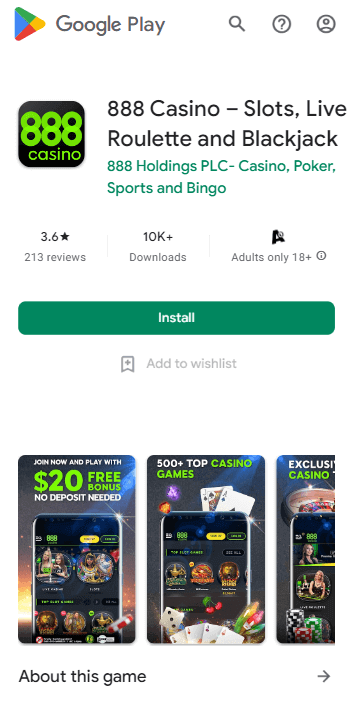 888 Casino App Preview 3