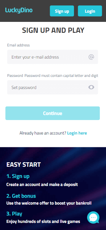 LuckyDino Casino Registration Process Image 1