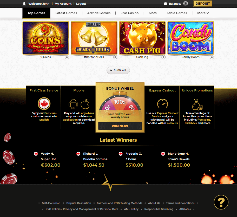 Unique Casino Desktop Preview 1