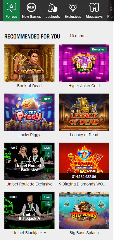 Unibet Casino Mobile Preview 1