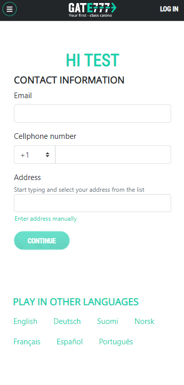 Gate777 Casino Registration Process Image 2