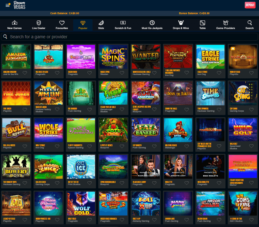 Dream Vegas Casino Desktop Preview 2