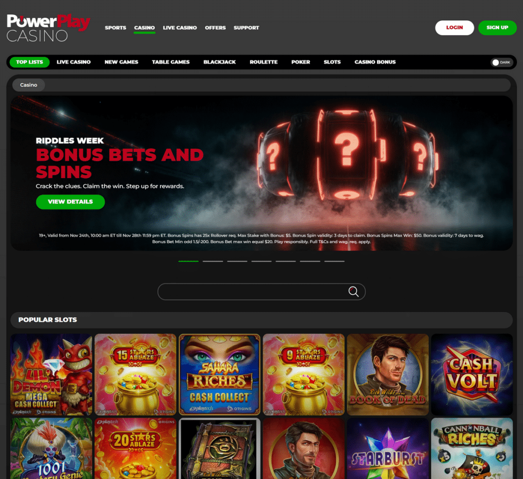 Power Play Casino Desktop Preview 1