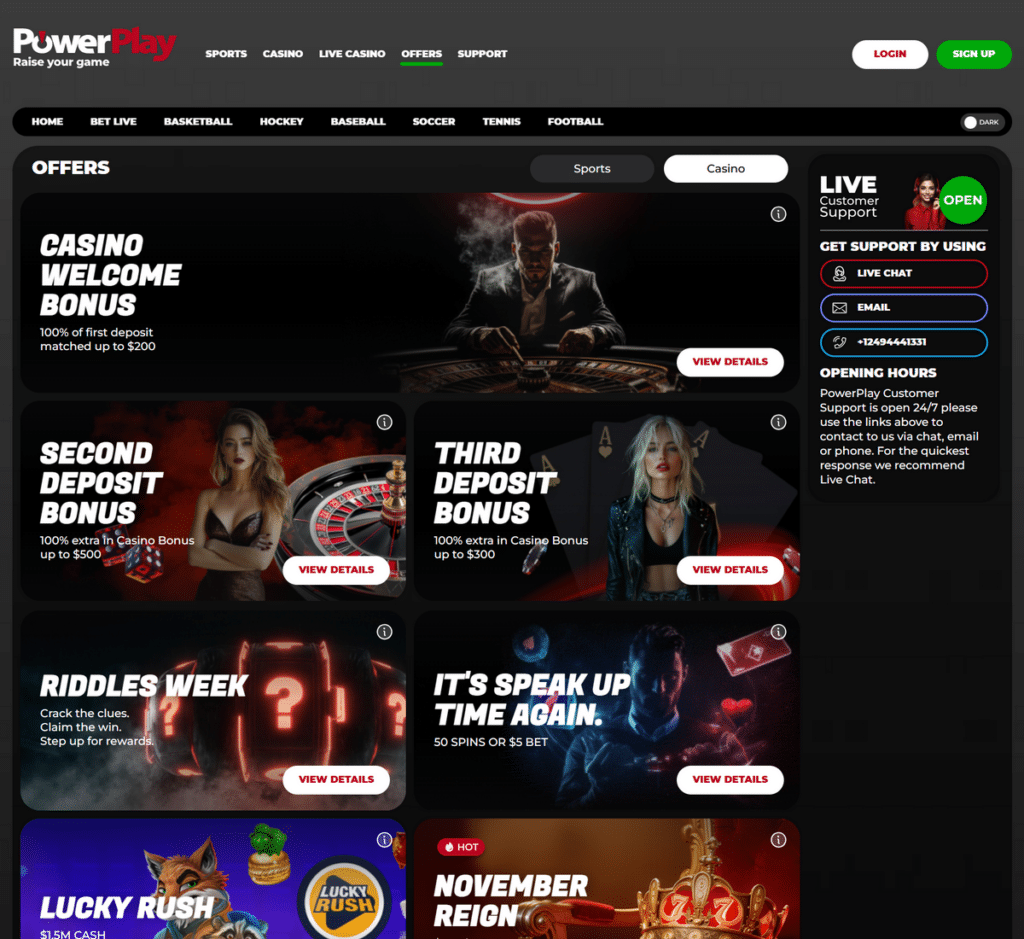 Power Play Casino Desktop Preview 2