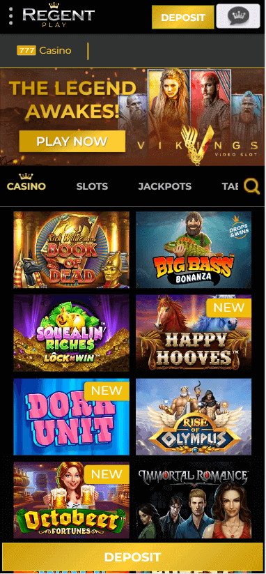 Regent Play Casino Mobile Preview 1